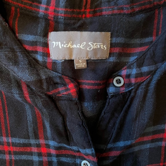 Michael Stars Plaid Shirt Dress with Woven Studded Belt - S - Picture 8 of 10